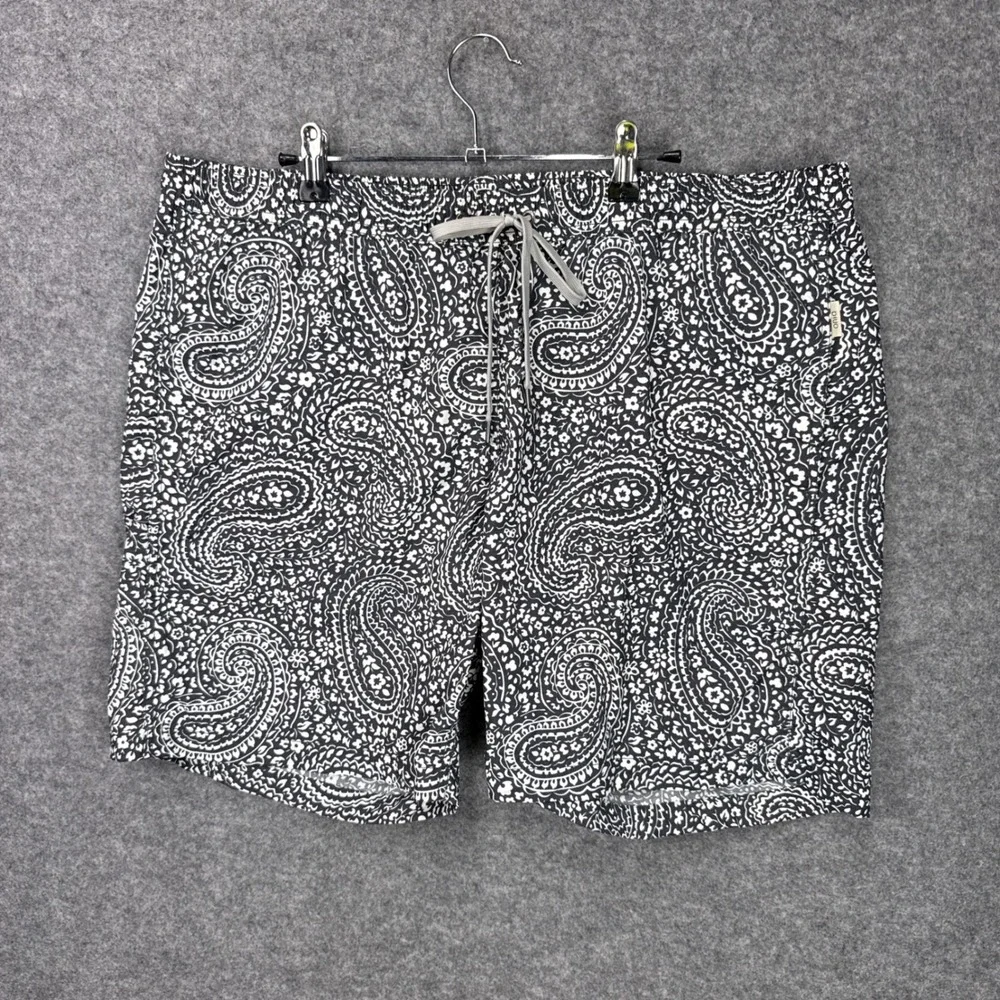 Onia Swim Trunks XXL Navy White Paisley Nylon Mesh Lined Spanish Fabric Shorts